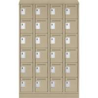 Clean Line Lockerette , 6 -tier, Bank of 4, 48" x 18" x 82", Steel, Beige, Rivet (Assembled) Meunier Outillage Industriel