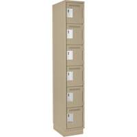 Petits casiers Clean Line, 6 niveaux, 12" x 18" x 76", Acier, Beige, Rivet (assembl&eacute;) Meunier Outillage Industriel