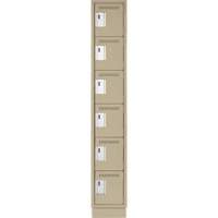 Petits casiers Clean Line, 6 niveaux, 12" x 18" x 76", Acier, Beige, Rivet (assembl&eacute;) Meunier Outillage Industriel