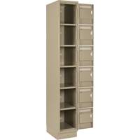 Clean Line Lockerette, 6 -tier, Bank of 4, 48" x 18" x 76", Steel, Beige, Rivet (Assembled) Meunier Outillage Industriel
