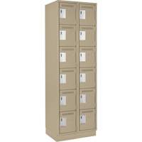 Clean Line Lockerette, 6 -tier, Bank of 2, 24" x 18" x 76", Steel, Beige, Rivet (Assembled) Meunier Outillage Industriel