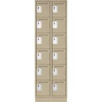Clean Line Lockerette, 6 -tier, Bank of 2, 24" x 18" x 76", Steel, Beige, Rivet (Assembled) Meunier Outillage Industriel