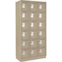 Clean Line Lockerette, 6 -tier, Bank of 3, 36" x 18" x 76", Steel, Beige, Rivet (Assembled) Meunier Outillage Industriel