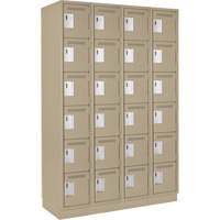 Clean Line Lockerette, 6 -tier, Bank of 4, 48" x 18" x 76", Steel, Beige, Rivet (Assembled) Meunier Outillage Industriel