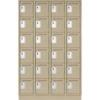 Clean Line Lockerette, 6 -tier, Bank of 4, 48" x 18" x 76", Steel, Beige, Rivet (Assembled) Meunier Outillage Industriel
