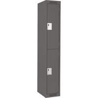 Clean Line Lockers, 2 -tier, 12" x 18" x 72", Steel, Charcoal, Rivet (Assembled) Meunier Outillage Industriel