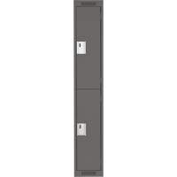 Clean Line Lockers, 2 -tier, 12" x 18" x 72", Steel, Charcoal, Rivet (Assembled) Meunier Outillage Industriel