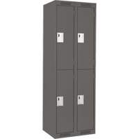 Clean Line Lockers, 2 -tier, Bank of 2, 24" x 18" x 72", Steel, Charcoal, Rivet (Assembled) Meunier Outillage Industriel