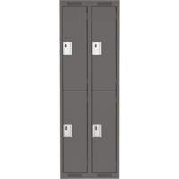 Clean Line Lockers, 2 -tier, Bank of 2, 24" x 18" x 72", Steel, Charcoal, Rivet (Assembled) Meunier Outillage Industriel