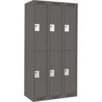 Clean Line Lockers, 2 -tier, Bank of 3, 36" x 18" x 72", Steel, Charcoal, Rivet (Assembled) Meunier Outillage Industriel