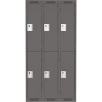 Clean Line Lockers, 2 -tier, Bank of 3, 36" x 18" x 72", Steel, Charcoal, Rivet (Assembled) Meunier Outillage Industriel