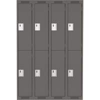 Clean Line Lockers, 2 -tier, Bank of 4, 48" x 18" x 72", Steel, Charcoal, Rivet (Assembled) Meunier Outillage Industriel