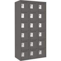 Clean Line Lockerette, 6 -tier, Bank of 3, 36" x 18" x 72", Steel, Charcoal, Rivet (Assembled) Meunier Outillage Industriel
