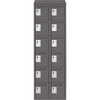 Petits casiers Clean Line, 6 niveaux, Bloc de 2, 24" x 18" x 78", Acier, Charbon, Rivet (assembl&eacute;) Meunier Outillage Industriel