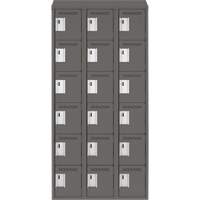 Clean Line Lockerette, 6 -tier, Bank of 3, 36" x 18" x 78", Steel, Charcoal, Rivet (Assembled) Meunier Outillage Industriel