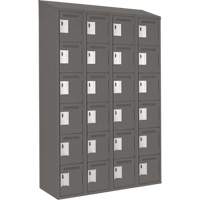 Clean Line Lockerette, 6 -tier, Bank of 4, 48" x 18" x 78", Steel, Charcoal, Rivet (Assembled) Meunier Outillage Industriel