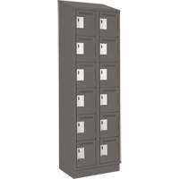 Clean Line Lockerette, 6 -tier, Bank of 2, 24" x 18" x 82", Steel, Charcoal, Rivet (Assembled) Meunier Outillage Industriel