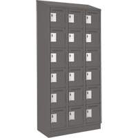 Clean Line Lockerette, 6 -tier, Bank of 3, 36" x 18" x 82", Steel, Charcoal, Rivet (Assembled) Meunier Outillage Industriel