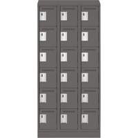 Clean Line Lockerette, 6 -tier, Bank of 3, 36" x 18" x 82", Steel, Charcoal, Rivet (Assembled) Meunier Outillage Industriel
