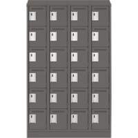 Clean Line Lockerette, 6 -tier, Bank of 4, 48" x 18" x 82", Steel, Charcoal, Rivet (Assembled) Meunier Outillage Industriel