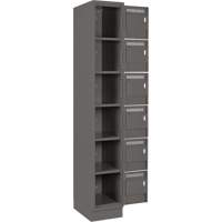 Clean Line Lockerette, 6 -tier, Bank of 4, 48" x 18" x 76", Steel, Charcoal, Rivet (Assembled) Meunier Outillage Industriel