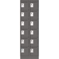 Clean Line Lockerette, 6 -tier, Bank of 2, 24" x 18" x 76", Steel, Charcoal, Rivet (Assembled) Meunier Outillage Industriel