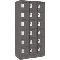 Clean Line Lockerette, 6 -tier, Bank of 3, 36" x 18" x 76", Steel, Charcoal, Rivet (Assembled) Meunier Outillage Industriel