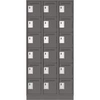 Clean Line Lockerette, 6 -tier, Bank of 3, 36" x 18" x 76", Steel, Charcoal, Rivet (Assembled) Meunier Outillage Industriel