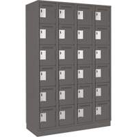 Clean Line Lockerette, 6 -tier, Bank of 4, 48" x 18" x 76", Steel, Charcoal, Rivet (Assembled) Meunier Outillage Industriel
