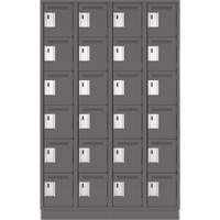 Clean Line Lockerette, 6 -tier, Bank of 4, 48" x 18" x 76", Steel, Charcoal, Rivet (Assembled) Meunier Outillage Industriel