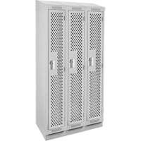 Clean Line Lockers, Bank of 3, 36" x 18" x 82", Steel, Grey, Rivet (Assembled), Perforated Meunier Outillage Industriel
