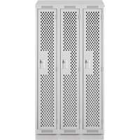 Clean Line Lockers, Bank of 3, 36" x 18" x 82", Steel, Grey, Rivet (Assembled), Perforated Meunier Outillage Industriel