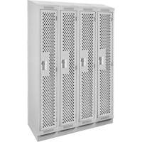 Clean Line Lockers, Bank of 4, 48" x 18" x 82", Steel, Grey, Rivet (Assembled), Perforated Meunier Outillage Industriel