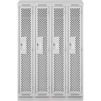 Clean Line Lockers, Bank of 4, 48" x 18" x 82", Steel, Grey, Rivet (Assembled), Perforated Meunier Outillage Industriel