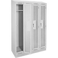 Clean Line Lockers, Bank of 4, 48" x 18" x 82", Steel, Grey, Rivet (Assembled), Perforated Meunier Outillage Industriel