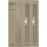 Clean Line Lockers, Bank of 4, 48" x 18" x 82", Steel, Grey, Rivet (Assembled), Perforated Meunier Outillage Industriel