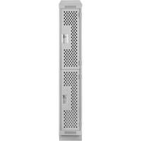 Clean Line Lockers, 2 -tier, 12" x 12" x 82", Steel, Grey, Rivet (Assembled), Perforated Meunier Outillage Industriel