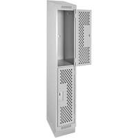 Clean Line Lockers, 2 -tier, 12" x 12" x 82", Steel, Grey, Rivet (Assembled), Perforated Meunier Outillage Industriel