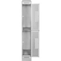 Clean Line Lockers, 2 -tier, 12" x 12" x 82", Steel, Grey, Rivet (Assembled), Perforated Meunier Outillage Industriel