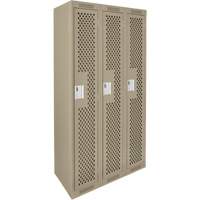 Clean Line Lockers, Bank of 3, 36" x 15" x 72", Steel, Beige, Rivet (Assembled), Perforated Meunier Outillage Industriel