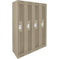 Clean Line Lockers, Bank of 4, 48" x 15" x 72", Steel, Beige, Rivet (Assembled), Perforated Meunier Outillage Industriel