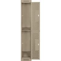 Clean Line Lockers, 2 -tier, 12" x 15" x 72", Steel, Beige, Rivet (Assembled), Perforated Meunier Outillage Industriel
