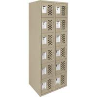 Assembled Lockerettes Clean Line Perforated Economy Lockers, 6 -tier, Bank of 2, 18" x 72" x 12", Steel Meunier Outillage Industriel