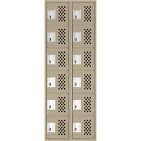 Assembled Lockerettes Clean Line Perforated Economy Lockers, 6 -tier, Bank of 2, 18" x 72" x 12", Steel Meunier Outillage Industriel