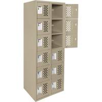 Assembled Lockerettes Clean Line Perforated Economy Lockers, 6 -tier, Bank of 2, 18" x 72" x 12", Steel Meunier Outillage Industriel