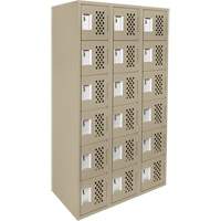 Clean-Line Perforated Lockerette, 6 -tier, Bank of 3, 12" x 72" x 12", Steel Meunier Outillage Industriel