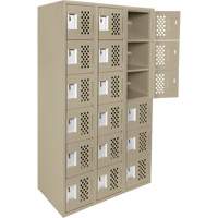 Clean-Line Perforated Lockerette, 6 -tier, Bank of 3, 12" x 72" x 12", Steel Meunier Outillage Industriel