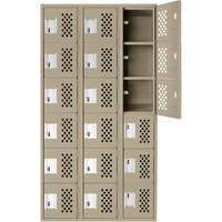 Clean-Line Perforated Lockerette, 6 -tier, Bank of 3, 12" x 72" x 12", Steel Meunier Outillage Industriel