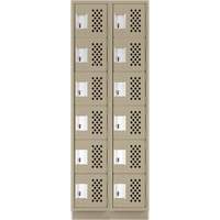 Assembled Lockerettes Clean Line Perforated Economy Lockers, 6 -tier, Bank of 2, 18" x 72" x 12", Steel Meunier Outillage Industriel