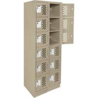 Assembled Lockerettes Clean Line Perforated Economy Lockers, 6 -tier, Bank of 2, 18" x 72" x 12", Steel Meunier Outillage Industriel